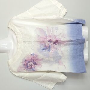 J. Jill Pure Jill Linen Watercolor Flower Floral Flowy Oversized Shirt Size S